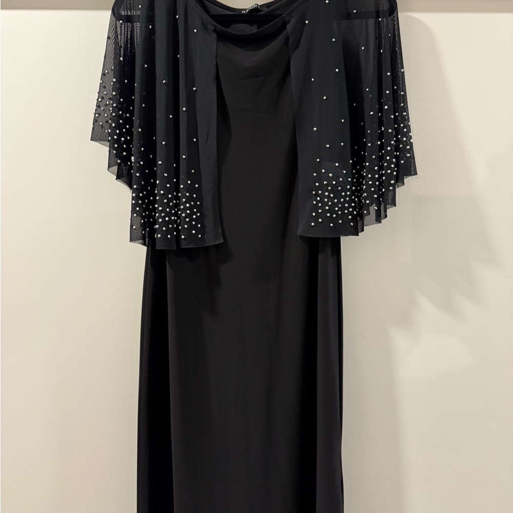 MARINA Black Dress with Beaded Detail